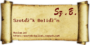 Szoták Belián névjegykártya